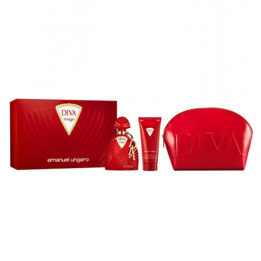 Emanuel Ungaro Parfümset Set Emanuel Ungaro: Diva Rouge, GWP Textile Pouch, Red + Diva Rouge, Body Lotion, Body, 100 ml + Div