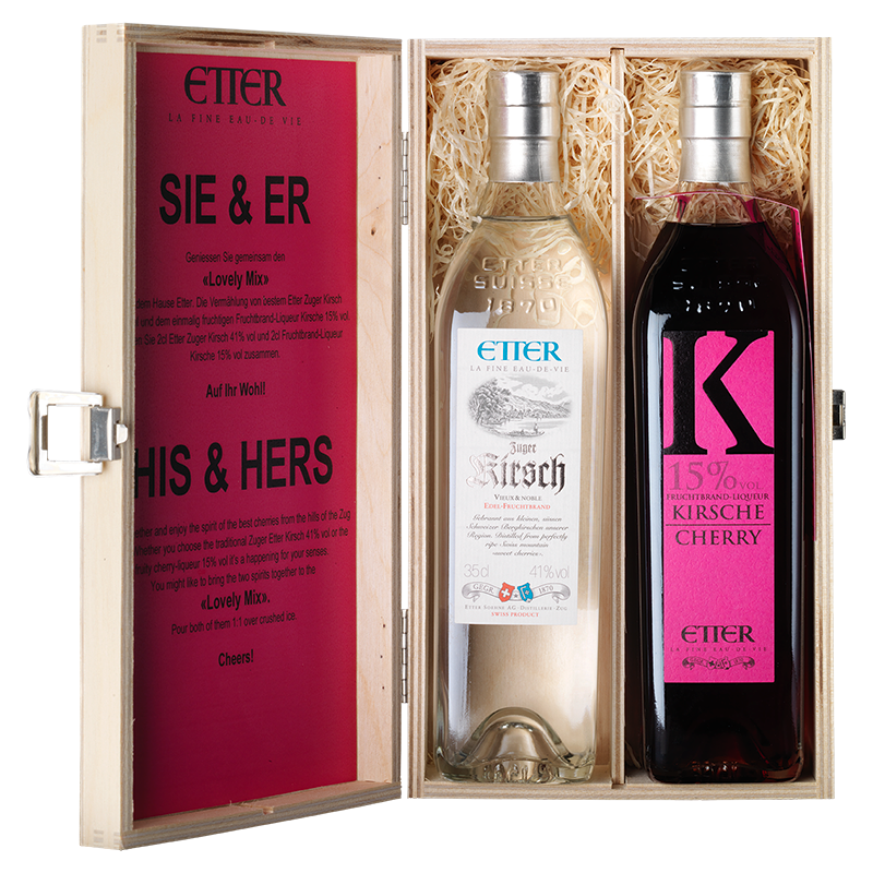 Etter Symphonya His & Hers Set Etter: Zuger Kirsch, Liqueurs, 350 ml + Kirsch, Liqueurs, 350 ml Regular