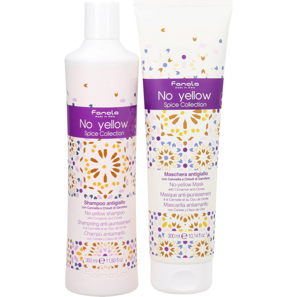 Fanola No Yellow Spice Collection Set – Shampoo & Hair Mask gegen Gelbstich, 650 ml