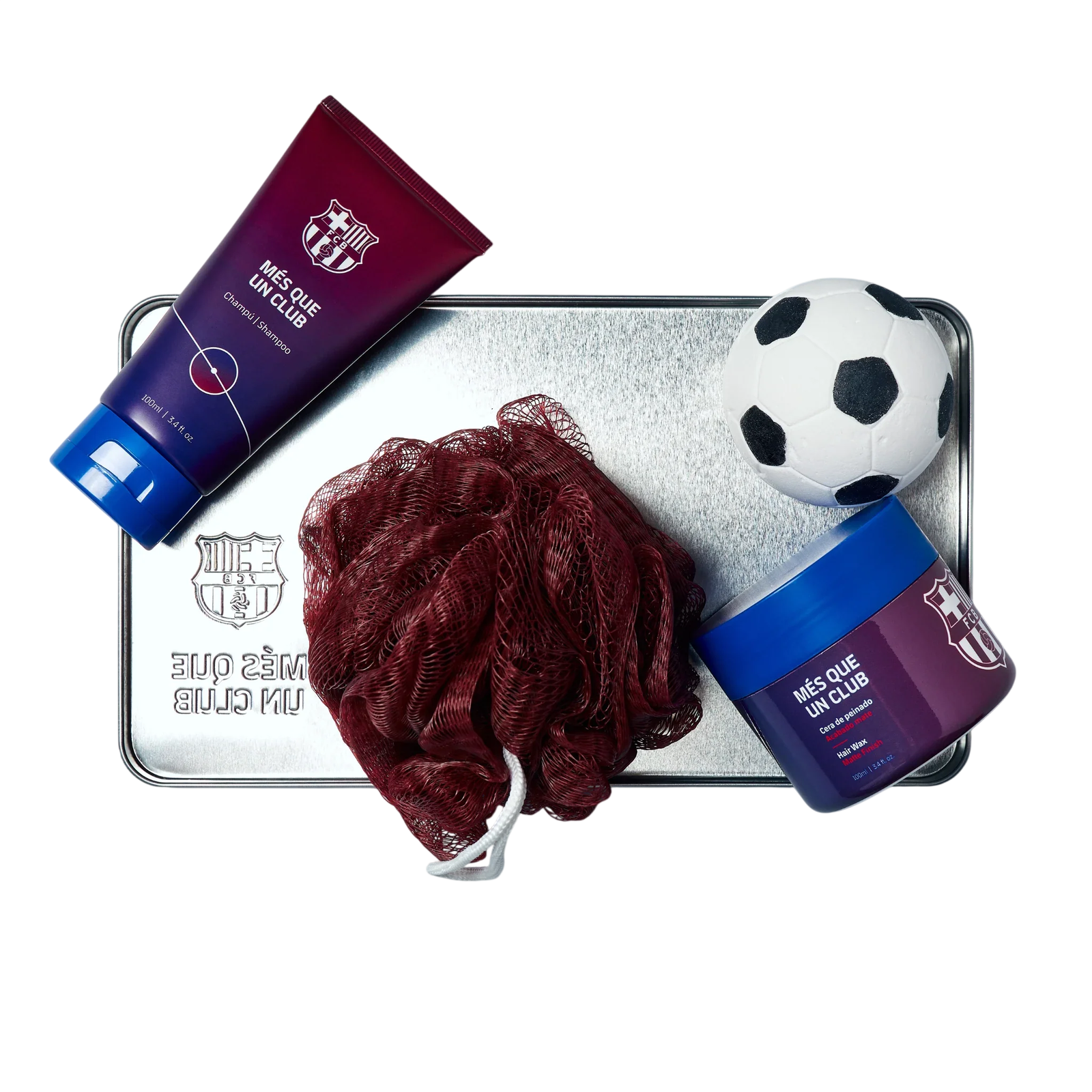 FC Barcelona Körperpflegeset Set FC Barcelona: FC Barcelona, Body Sponge + FC Barcelona, Hair Styling Wax, 100 g + FC Barcelo