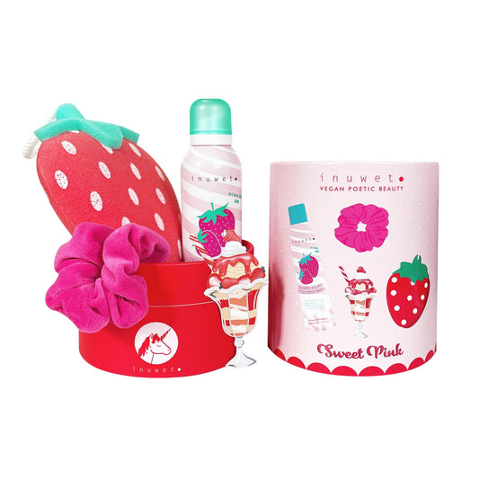 Inuwet Körperpflegeset Set Inuwet: Strawberry, Cleansing & Moisturising, Shower Mousse, 200 ml + Scrunchy, Hair Elastic + Str