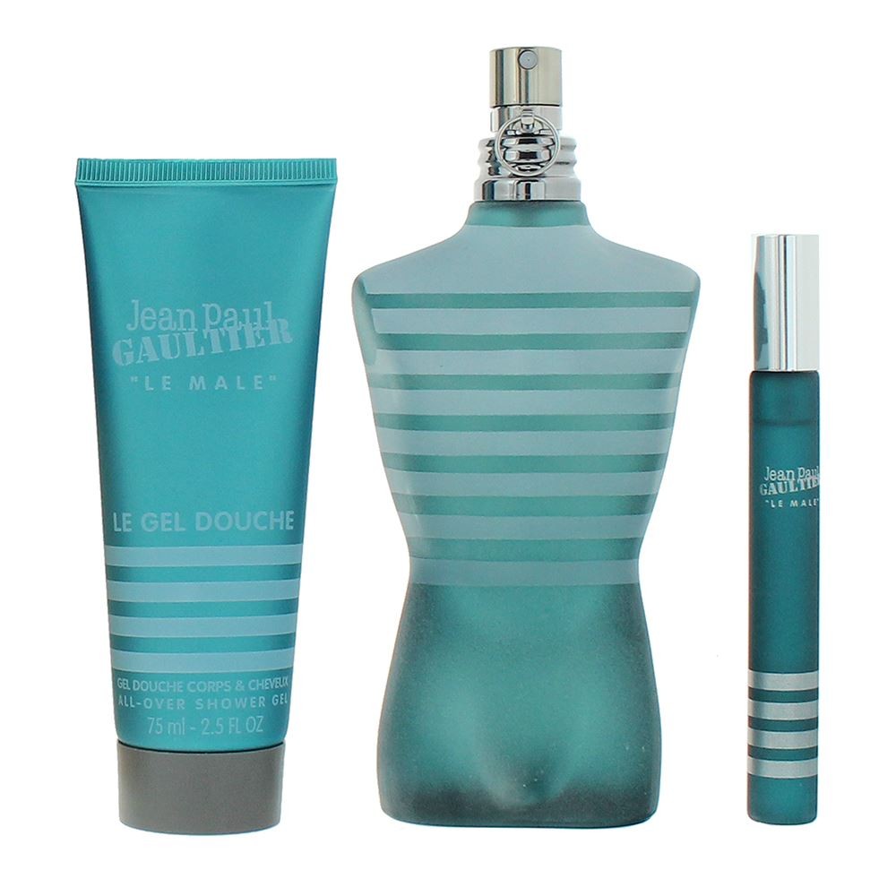 Jean Paul Gaultier Le Male Duftset für Herren – Eau de Toilette 125 ml + 10 ml + Shower Gel 75 ml