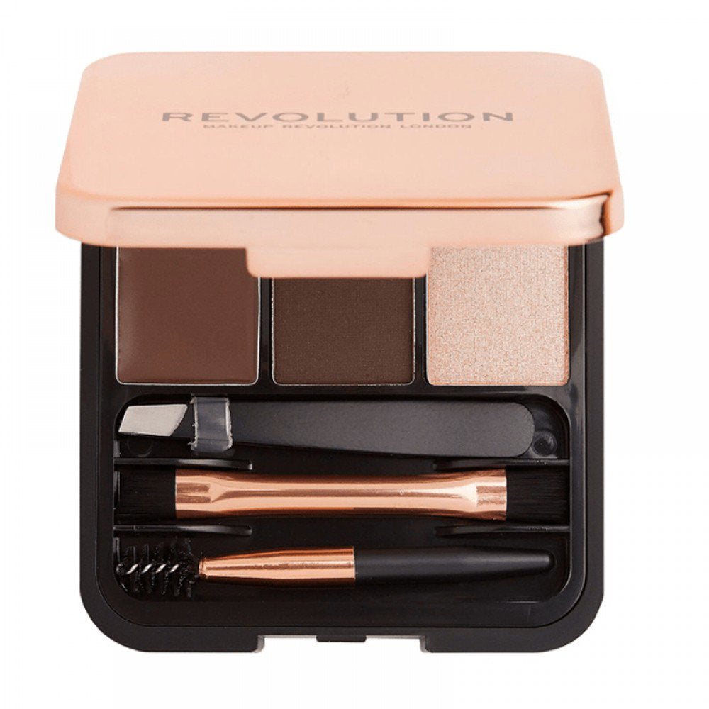 Makeup Revolution Setzen, Makeup Revolution, Brow Sculpt, Augenbrauenpalette, Dunkelbraun, 2.2 g Regular