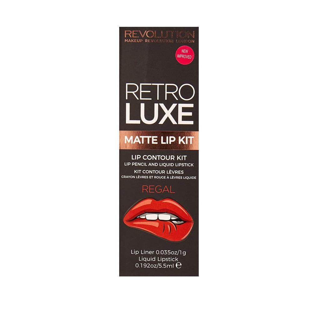 Makeup Revolution Schminkset Set Makeup Revolution: Retro Luxe, Lip Liner, Regal, 1 g + Retro Luxe, Matte, Liquid Lipstick, R