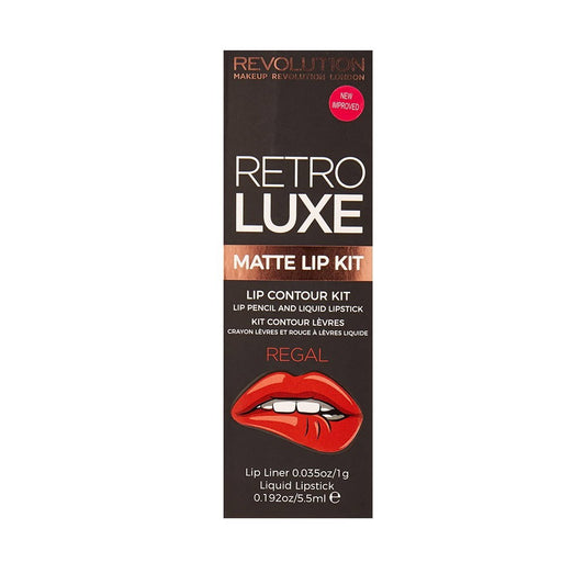 Makeup Revolution Schminkset Set Makeup Revolution: Retro Luxe, Lip Liner, Regal, 1 g + Retro Luxe, Matte, Liquid Lipstick, R