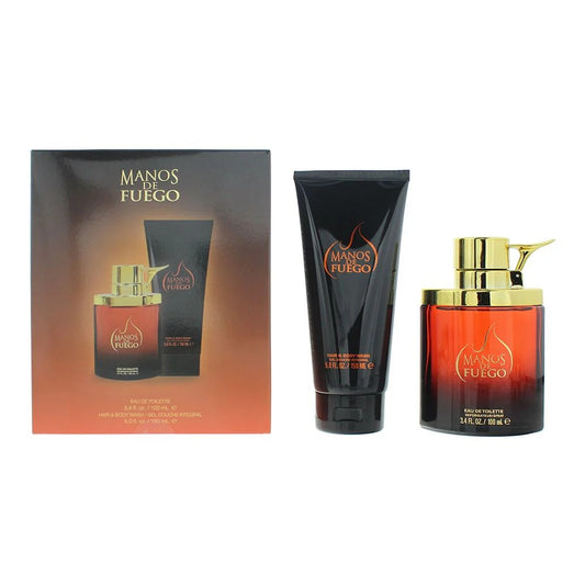Manos De Fuego Parfümset Set Manos De Fuego: Caliente, Eau De Toilette, For Men, 100 ml + Caliente, Body Wash, For Hair & Bod