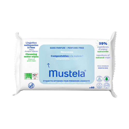 Mustela Kompostierbare Reinigungstücher für Kinder – 60 Stück sanfte Hautpflege