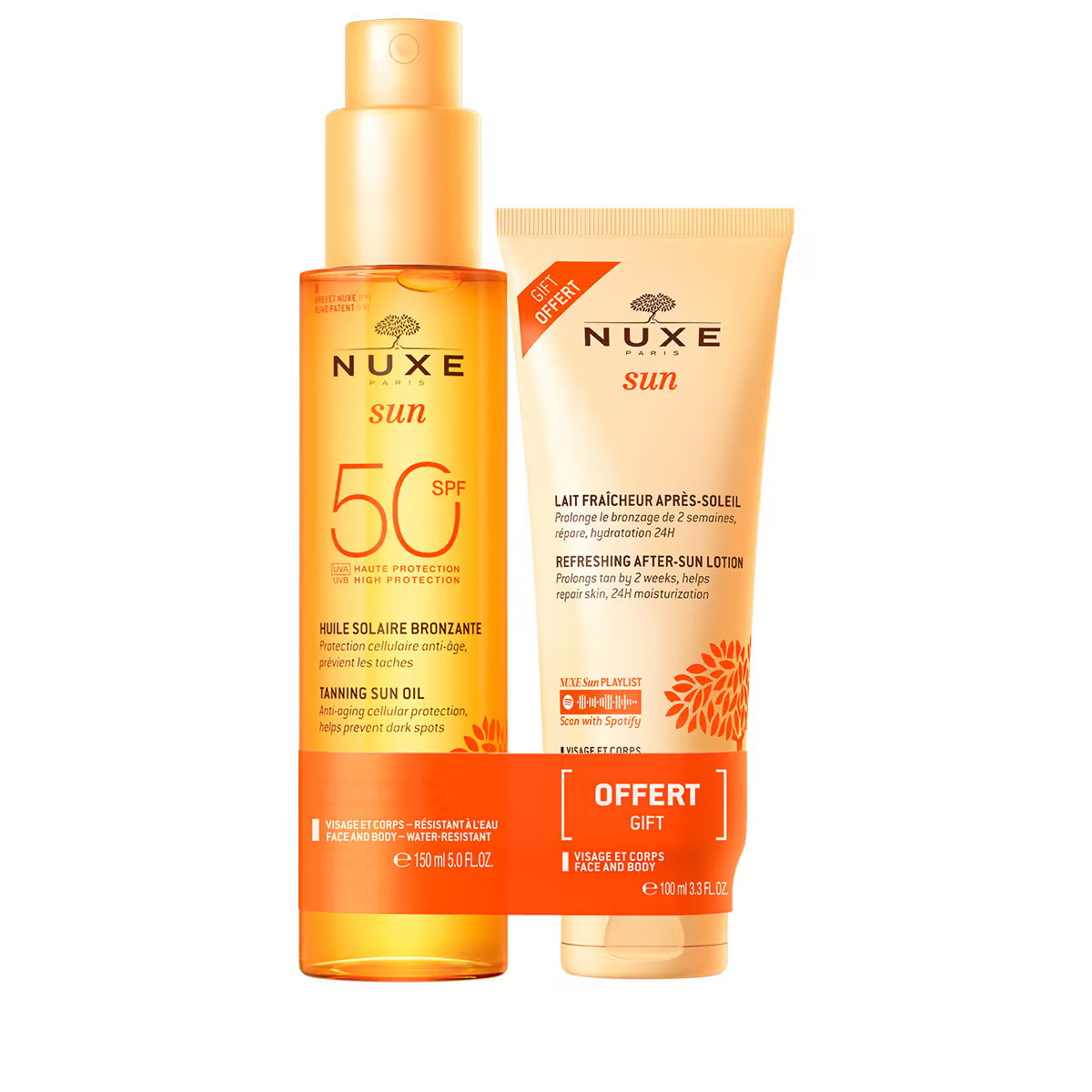 Nuxe Körperpflegeset Set Nuxe: Sun, Anti-Ageing, Tanning Oil, SPF 50, 150 ml + Sun, Refreshing, After-Sun Lotion, 100 ml Regu