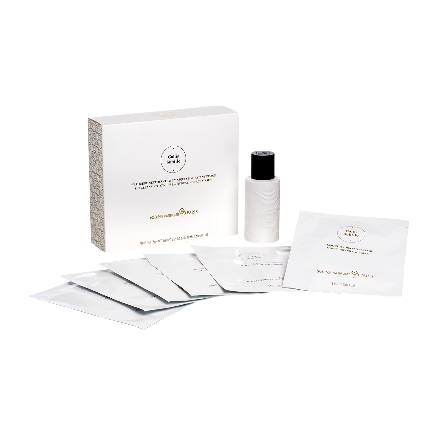 Orens Parfums Hautpflegeset Set Orens Parfums: Callis Subtile, Moisturising, Sheet Mask, For Face, 6 pcs, 18 ml + Callis Subt