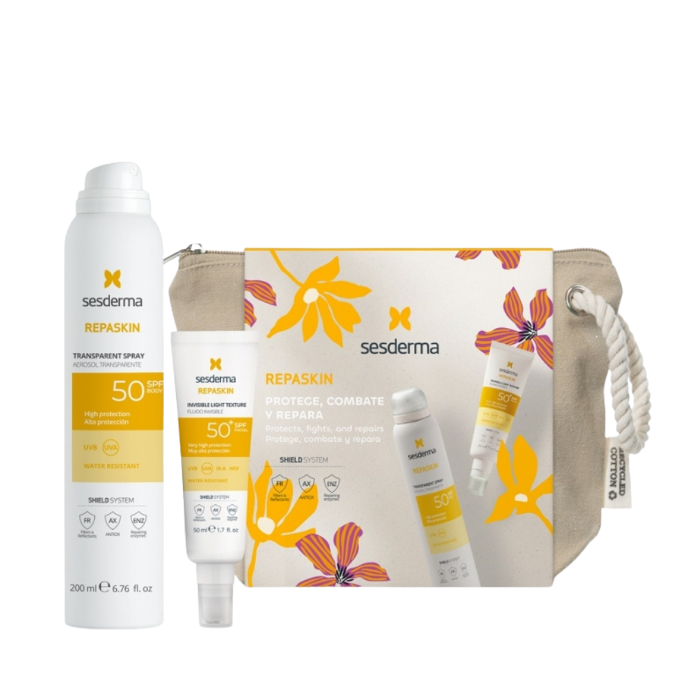 Sesderma Hautpflegeset Set Sesderma: Repaskin Transparent, Hydrating & Protecting, Sunscreen Spray, SPF 50, 200 ml + Repaskin