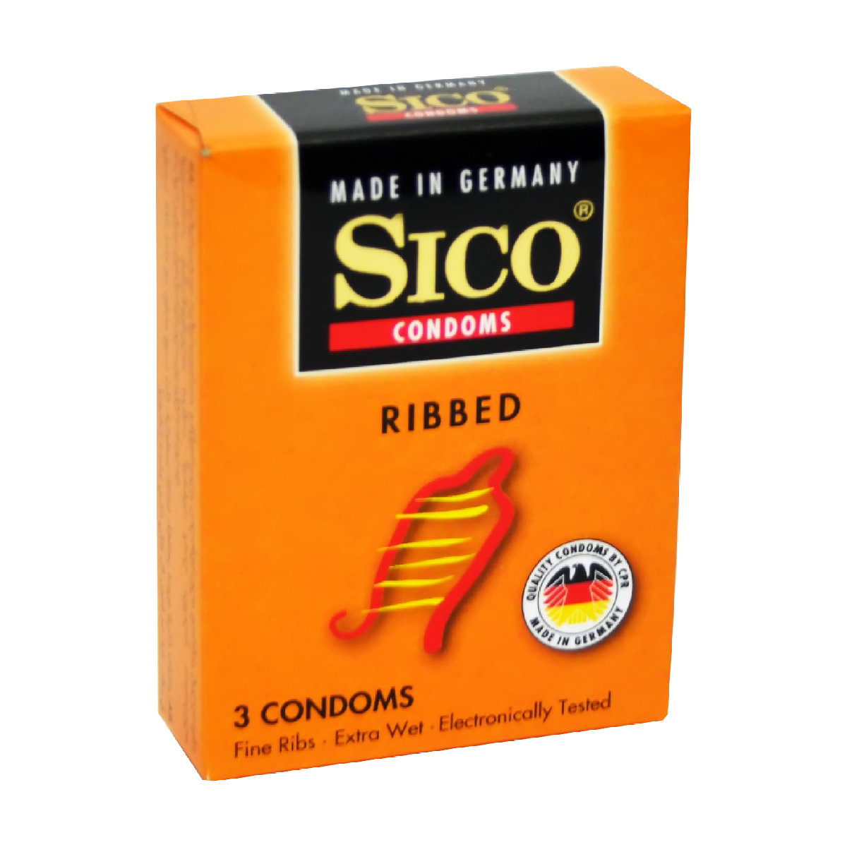 Sico Setzen, Sico, Sico, Ribbed, Männliche Kondome, Regular Fit, Latex, 3 stk, *Tester
