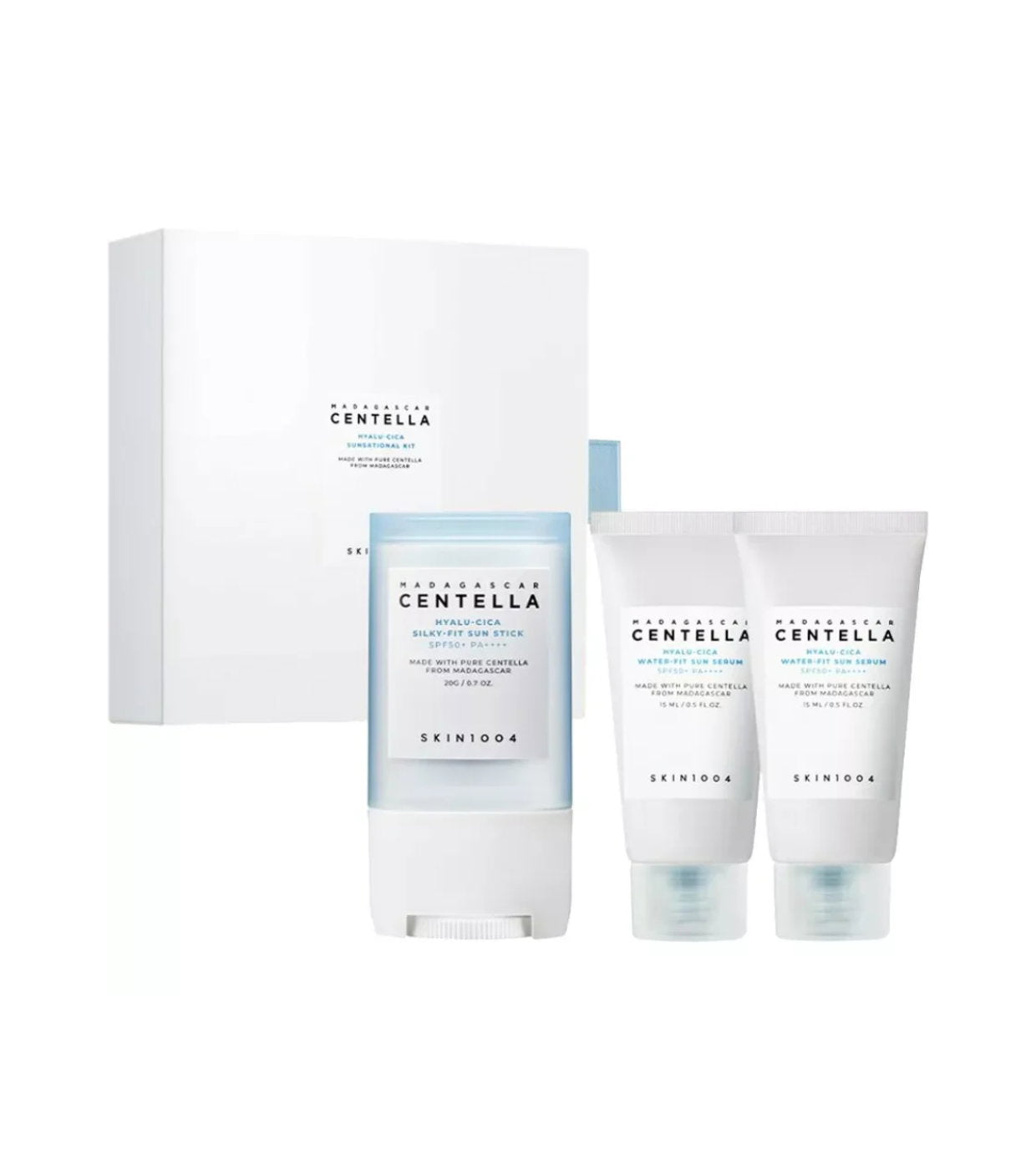 Skin1004 Hautpflegeset Madagascar Centella Hyalu-Cica Sunsational Set Skin1004: Hyalu-Cica, Sunscreen Stick, SPF 50+, 20 ml +