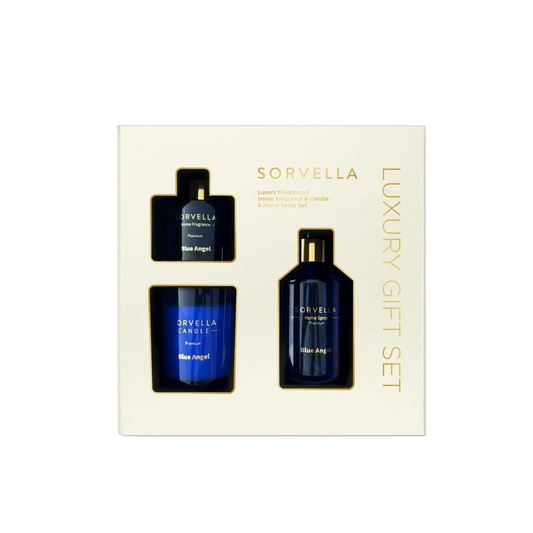 Sorvella Parfümset Set Sorvella: Blue Angel, Stick, Aroma Reed Diffuser, 120 ml + Blue Angel, Fruity & Floral, Scented Candle