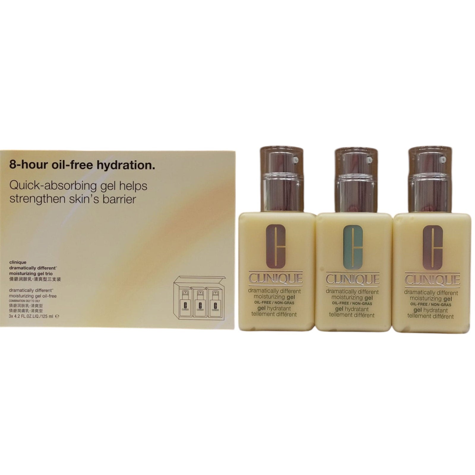Clinique Set Trio, Clinique, Dramatically Different Face Care, Parabenfrei, Feuchtigkeitsspendend, Tag & Nacht, Gel, Für das 