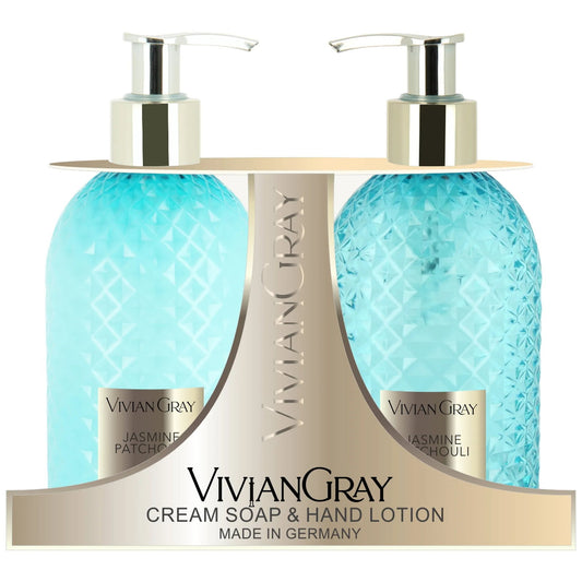 Vivian Gray Körperpflegeset Set Vivian Gray: Gemstone, Jasmine & Patchouli, Cleansing, Liquid Soap, 300 ml + Gemstone, Jasmin