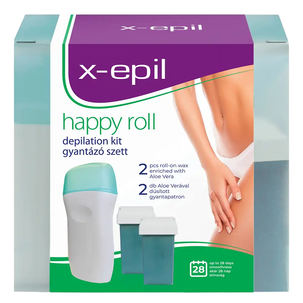 X-Epil Körperpflegeset Set X-Epil: Happy Roll, Aloe Vera, Silky Finish, Depilatory Wax, Refill, Body, 2 pcs, 50 ml + Happy Ro