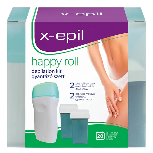 X-Epil Körperpflegeset Set X-Epil: Happy Roll, Aloe Vera, Silky Finish, Depilatory Wax, Refill, Body, 2 pcs, 50 ml + Happy Ro
