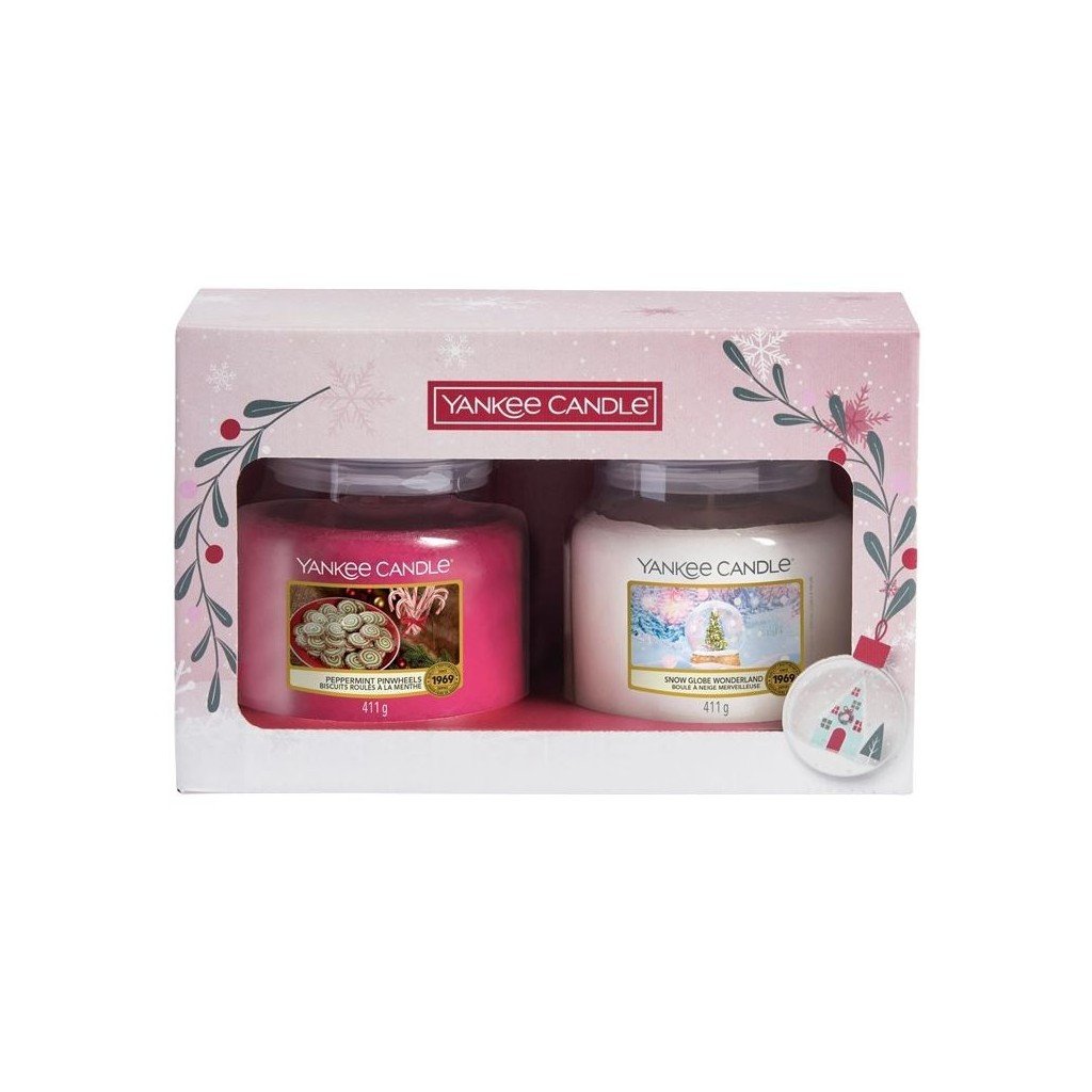 Yankee Candle Körperpflegeset Set Yankee Candle: Snow Globe Wonderland, Peppermint, Scented Candle, 411 g + Peppermint Pinwhe