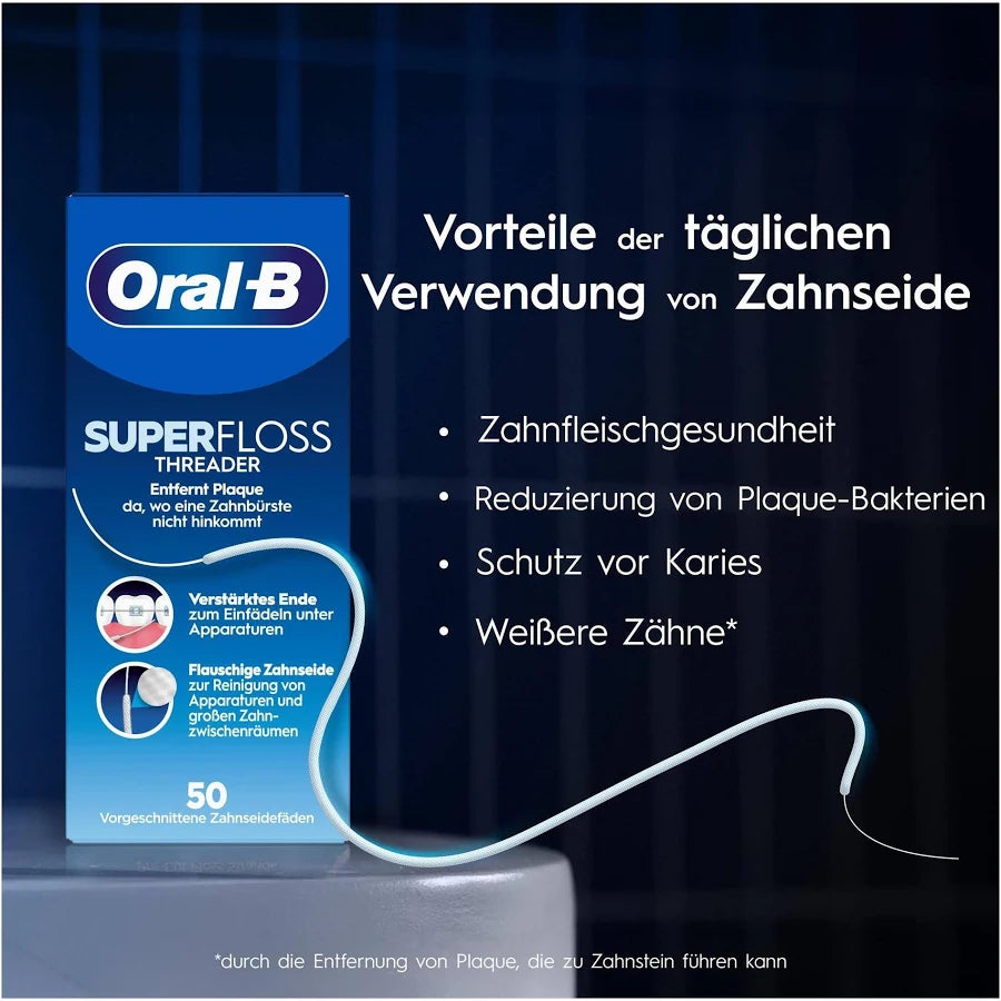 Oral-B Super Floss Threader – 50 vorgeschnittene Zahnseidenstränge