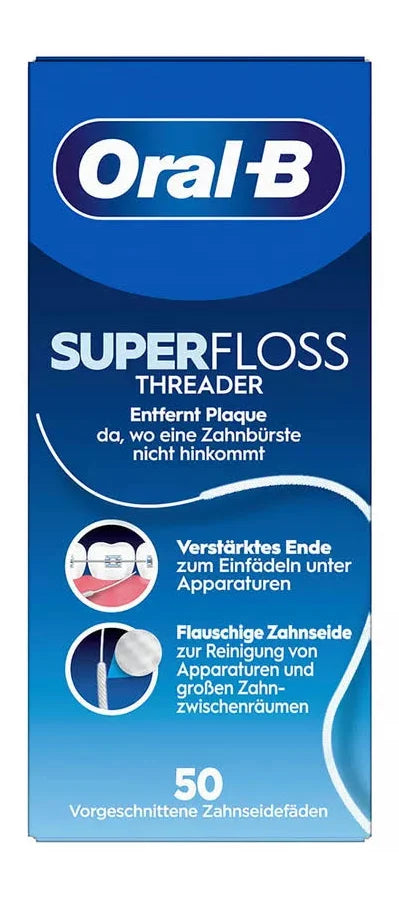 Oral-B Super Floss Threader – 50 vorgeschnittene Zahnseidenstränge