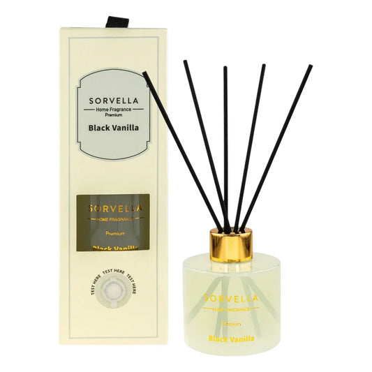Sorvella Aroma-Rattanstäbchen-Diffusor Sorvella, Black Vanilla, Fragrance Sticks, Aroma Reed Diffuser, 120 ml Regular