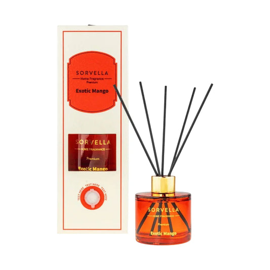 Sorvella Aroma-Rattanstäbchen-Diffusor Sorvella, Exotic Mango, Fragrance Sticks, Aroma Reed Diffuser, 120 ml Regular