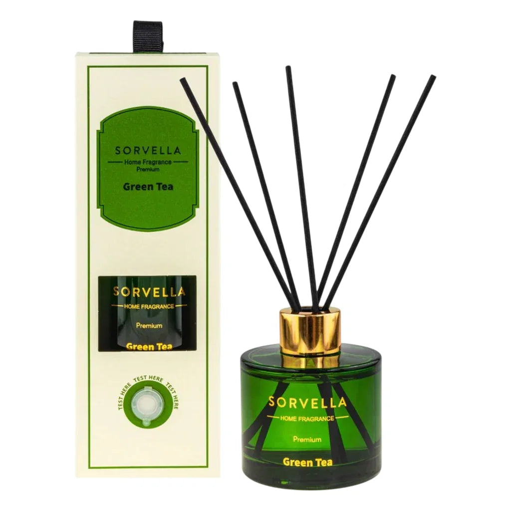 Sorvella Aroma-Rattanstäbchen-Diffusor Sorvella, Green Tea, Fragrance Sticks, Aroma Reed Diffuser, Green, 120 ml Regular