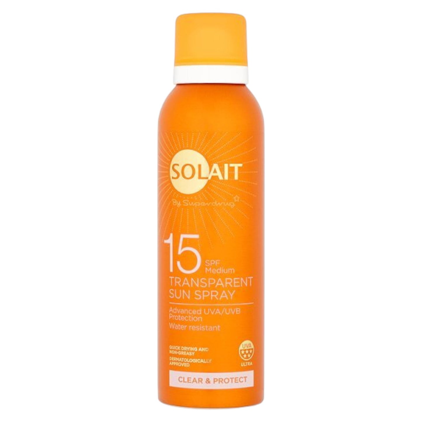Superdrug Superdrug, Solait, Wasserfest, Sonnenschutzspray, SPF15, 200 ml *Tester