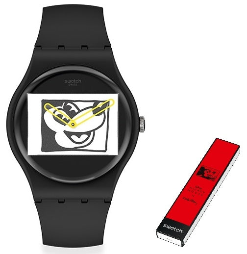 SWATCH MICKEY BLANC SUR NOIR SUOZ337 Only Time Armbanduhr 41 mm ansicht-2