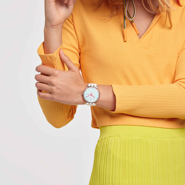 SWATCH POLAWHITE SO29K704-S14 Armbanduhr 41 mm Weiss ansicht-2