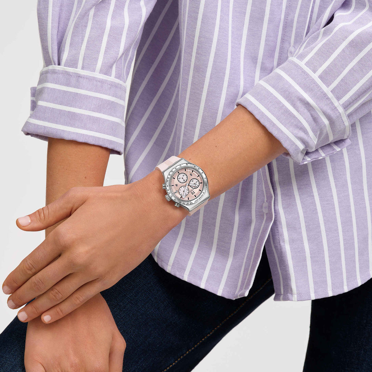 SWATCH POPPINGLY PINK YVS532 Armbanduhr Rosa ansicht-3