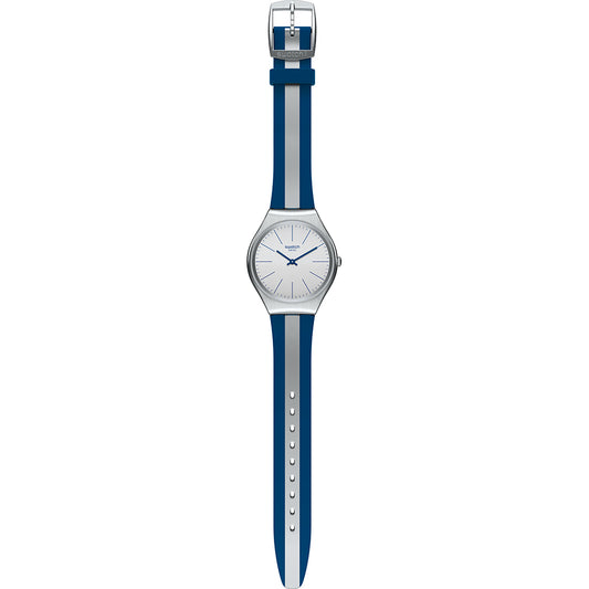 SWATCH SKINSPRING ULTRA-THIN Unisex Quarzuhr aus Edelstahl mit Silikonarmband 38 mm – Produktansicht