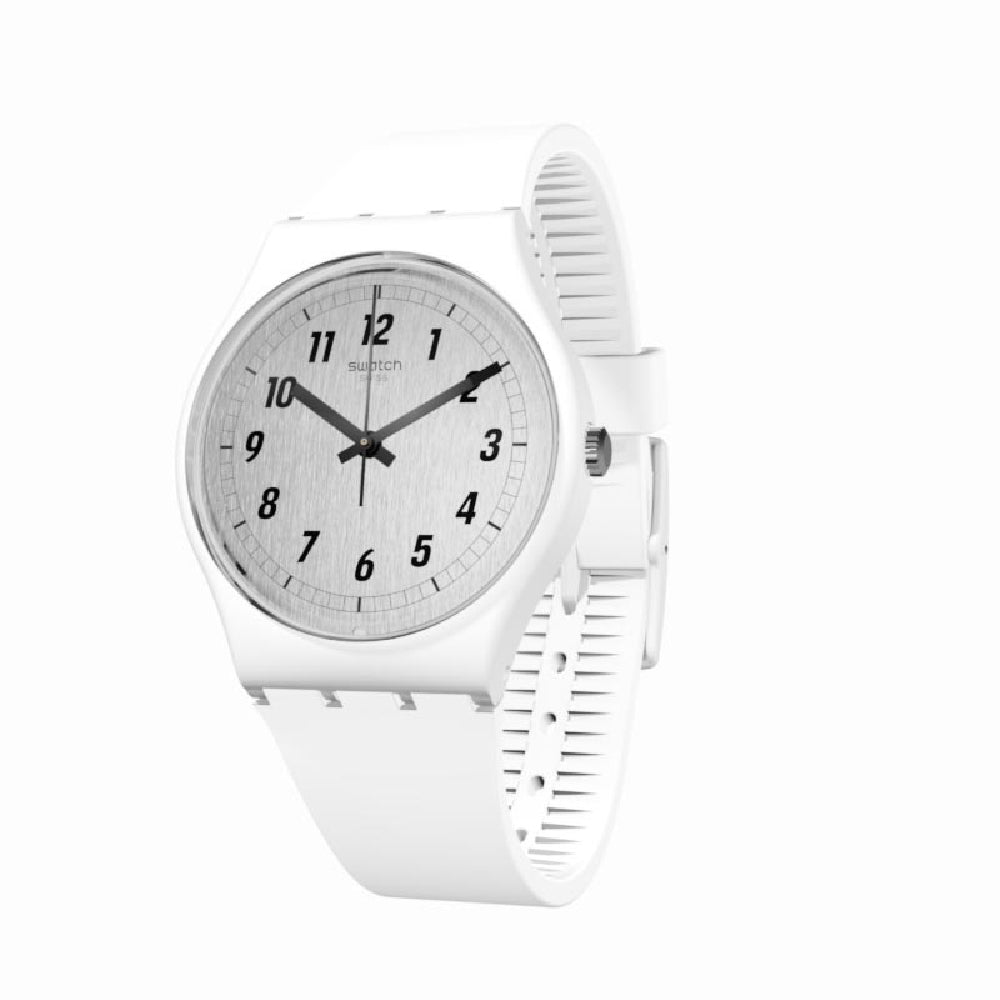 SWATCH SOMETHING WHITE GW194 Only Time Armbanduhr 34 mm Weiss ansicht-2