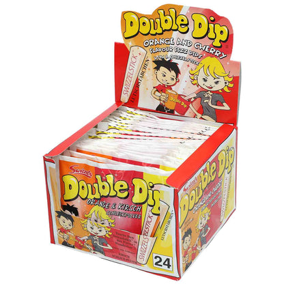 Swizzels Double Dip Orange & Cherry mit 36 Packungen mit Brausepulver