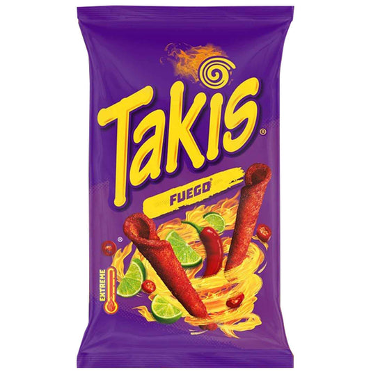 Takis Fuego 100g Gerollte Maischips mit Chili-Limetten-Geschmack
