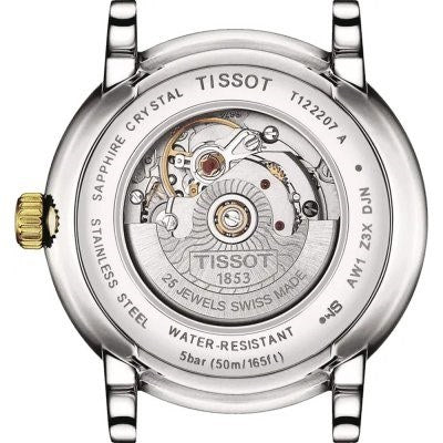 TISSOT CARSON AUTOMATIC Damen Date Armbanduhr aus Edelstahl mit SS Bracelet 30 mm T1222072203100 – Produktansicht