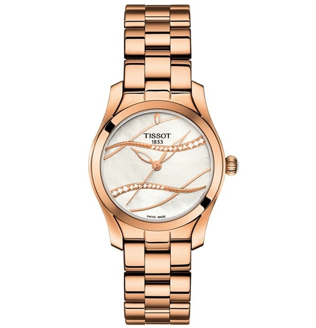 TISSOT T-WAVE W-Diamonds T1122103311100 Only Time Armbanduhr 30 mm Gold