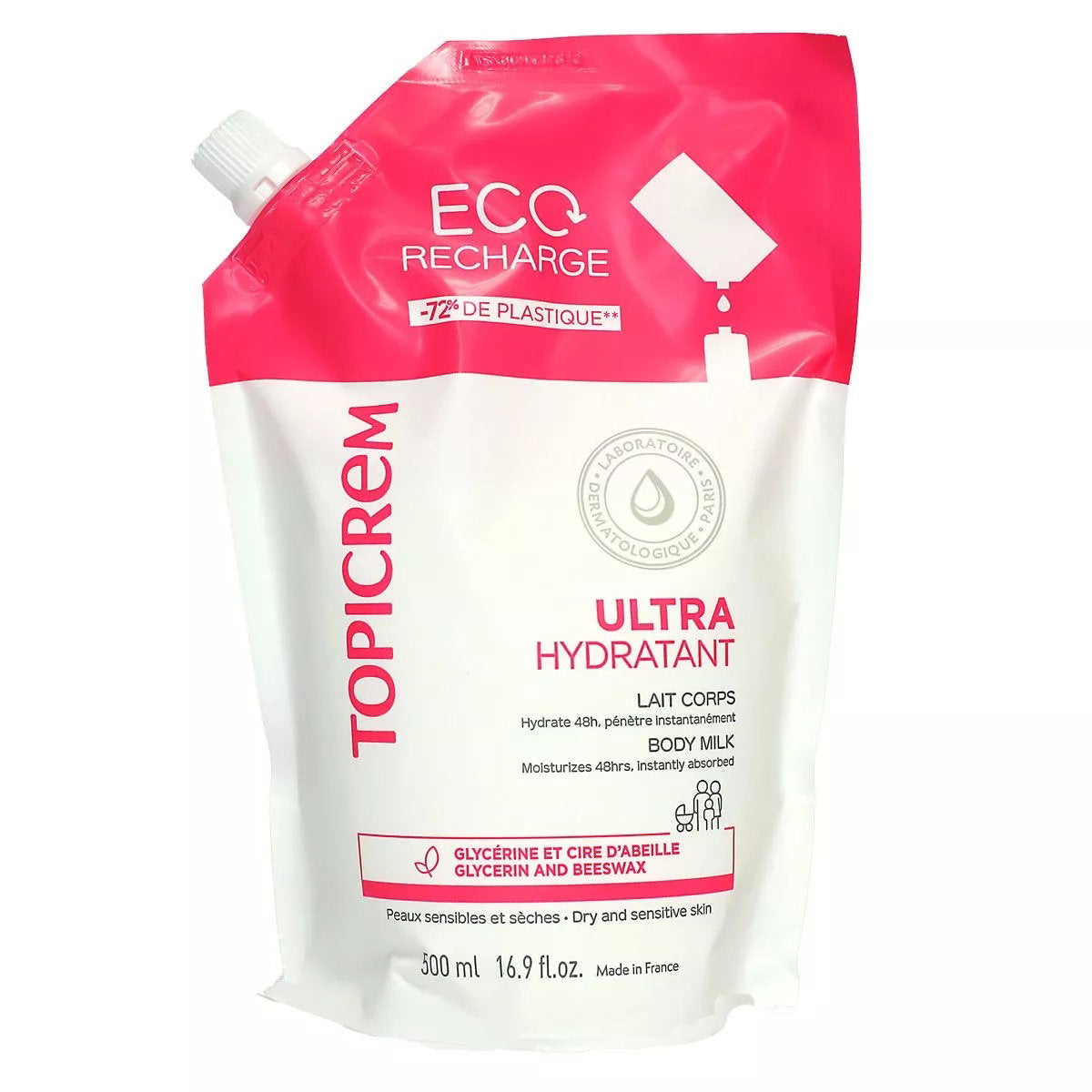 Topicrem Topicrem, Ultra Hydratant, Feuchtigkeitsspendend, Körpermilch, Nachfüllen, Täglich, 500 ml Regular