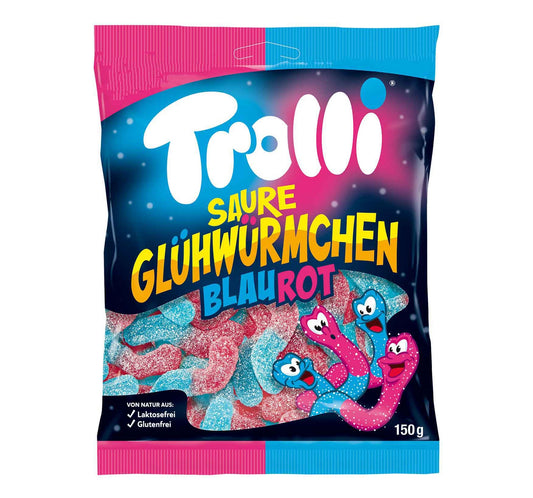 Trolli Saure Glühwürmchen Fan-Favorite Blau-Rot 150g Limited Edition