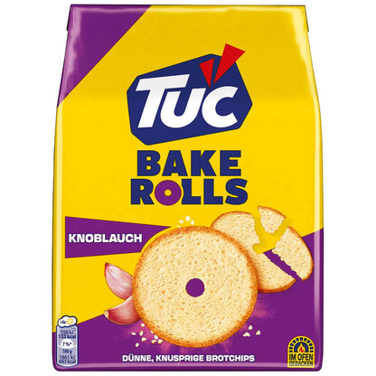 TUC Bake Rolls Knoblauch 150g  Knusprige Brot-Chips mit Knoblauch-Würzung