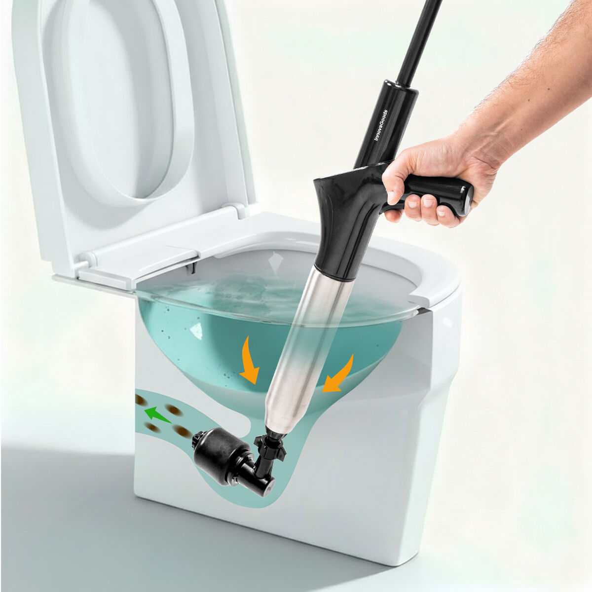 Hochdruck-Druckluftpömpel Jetpro mit 5-in-1-Manometer und Zubehör