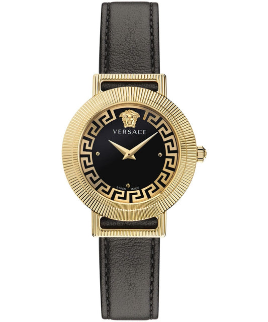 VERSACE LOGO HALO 2H Damen Quarzuhr aus Edelstahl mit Lederarmband 36 mm VE3D00322 – Produktansicht