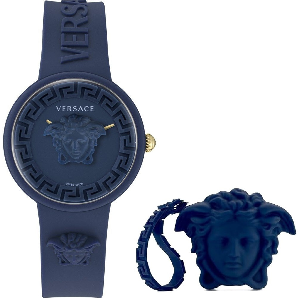 VERSACE Mod. MEDUSA POP + VERSACE BLUE SILICON PURSE VE6G00623 Only Time Armbanduhr 39 mm Blau ansicht-3