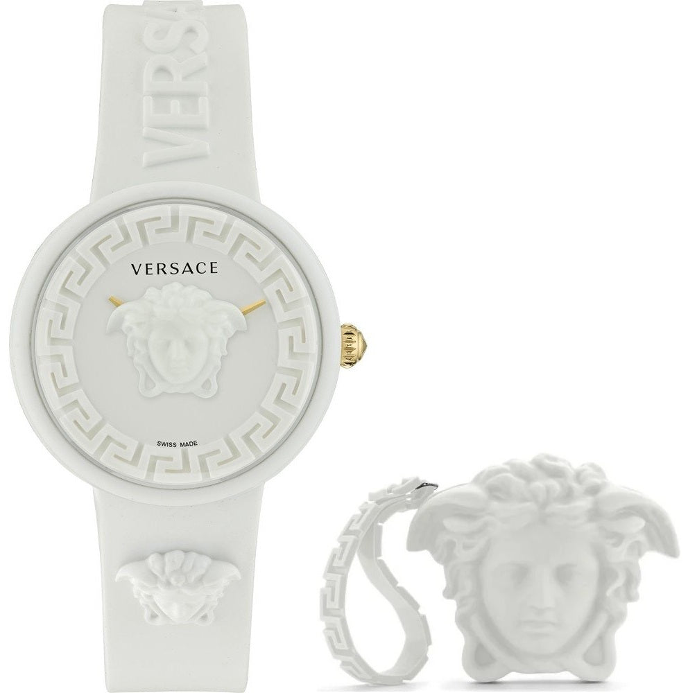 VERSACE Mod. MEDUSA POP + VERSACE WHITE SILICON PURSE VE6G00123 Only Time Armbanduhr 39 mm Weiss