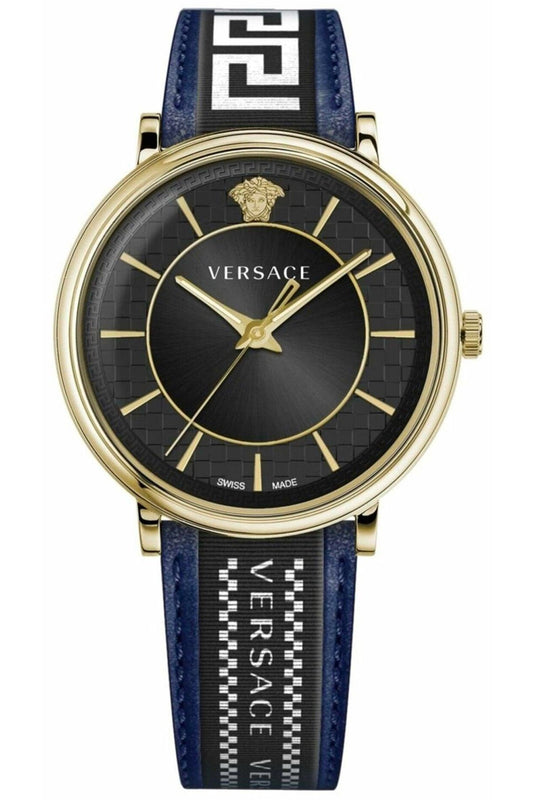 VERSACE V-CIRCLE Herren Quarzuhr aus Edelstahl mit Lederarmband 42 mm VE5A01521 – Produktansicht