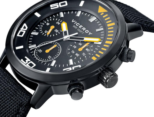 VICEROY NEW COLLECTION Herren Chronograph Armbanduhr aus Edelstahl mit Lederarmband 43 mm – Produktansicht