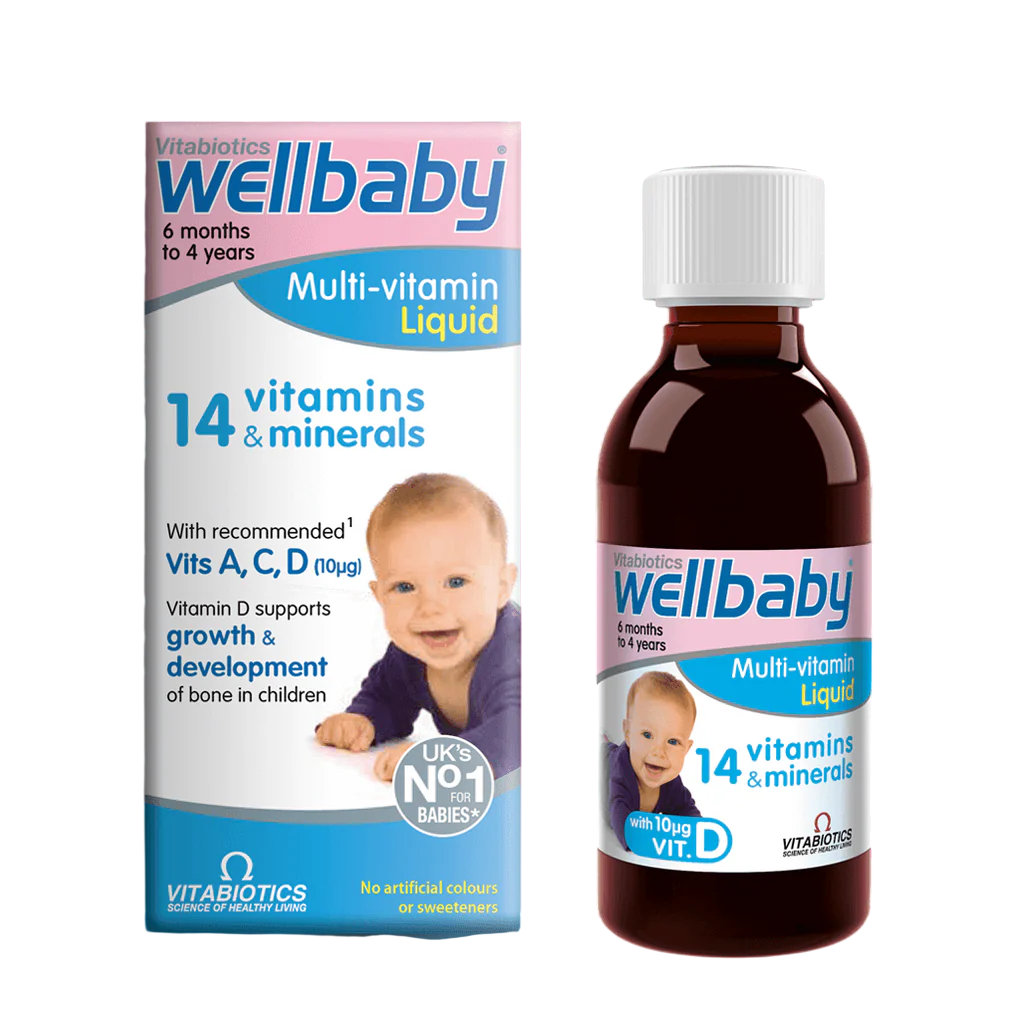Vitabiotics Wellbaby – 14 Vitamine & Mineralien für gesunde Knochen & Muskeln, 150 ml