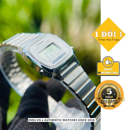Casio Vintage LA670WA-7DF Damen Digitaluhr – Silber Retro