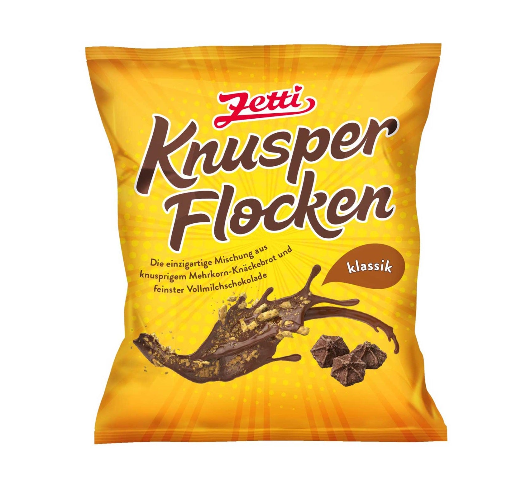 Zetti Knusperflocken Klassik 130g Knusprige Knäckebrot-Stückchen mit Überzug aus Vollmilch-Schokolade - Candyshop.ch